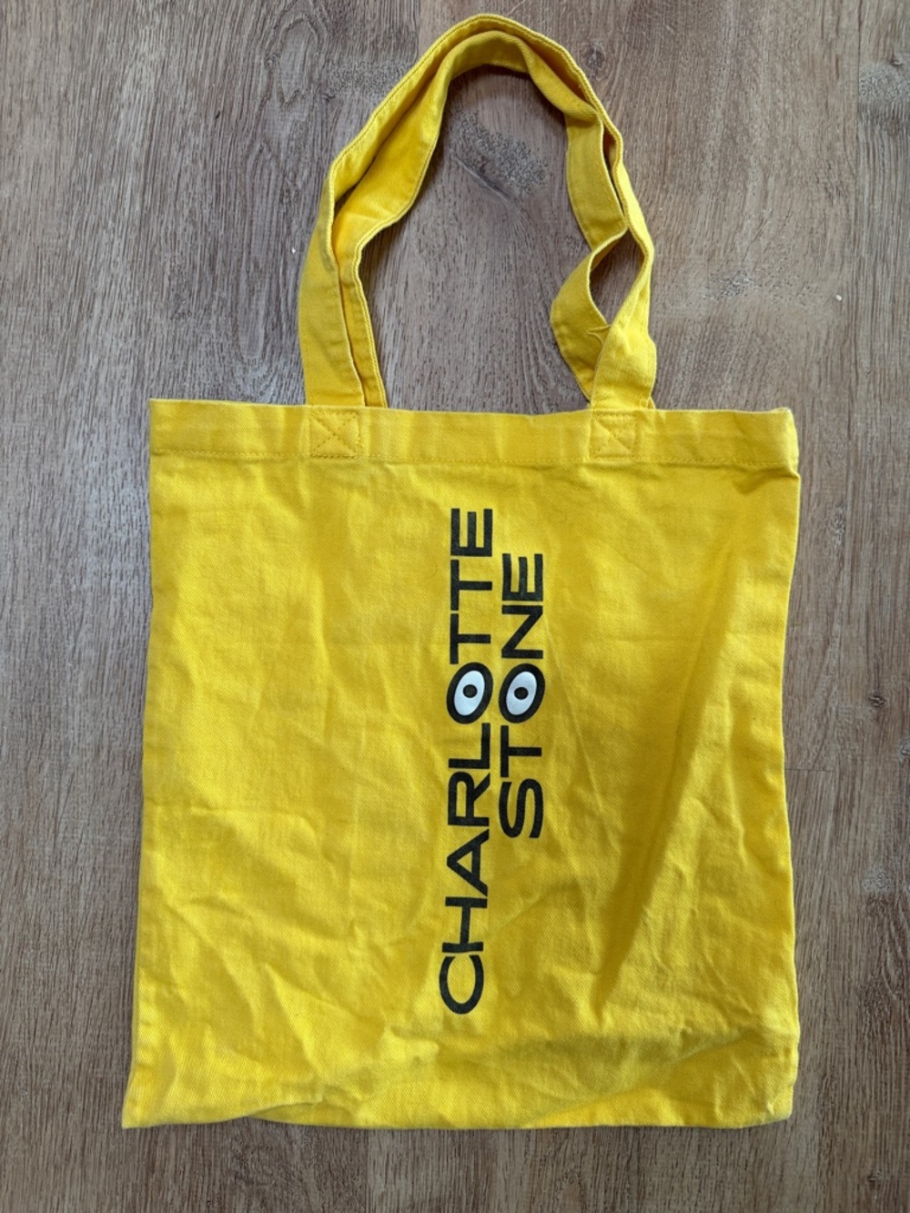 Charlotte Stone Bright Yellow Canvas Tote with Vertical Logo
